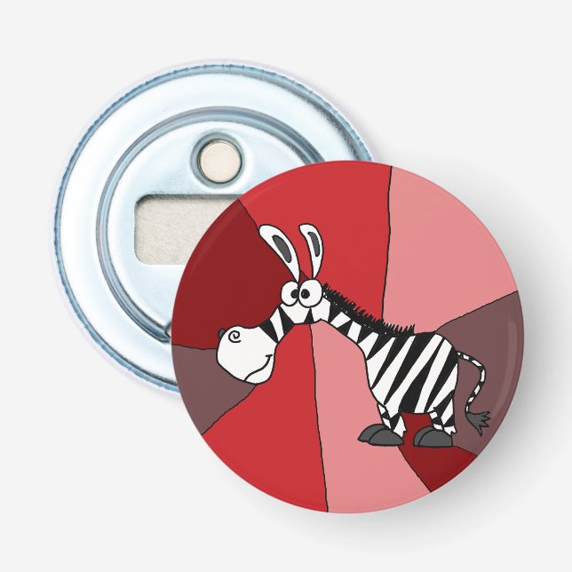 Lustiger Zebra-Kunst-Knopf-Flaschen-Öffner Flaschenöffner (Vorderseite)