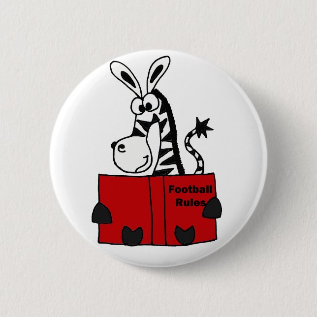 Lustiger Zebra-Lesefußball ordnet Buch an Button (Vorderseite)