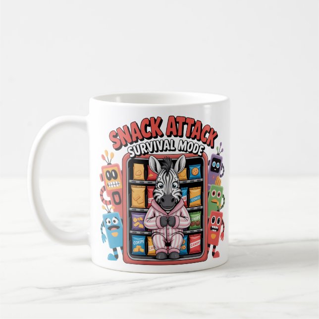 Lustiger Zebra-Snack-Attack-Überlebensmodus Kaffeetasse (Links)