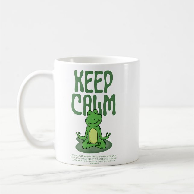 Lustiger Zen-Frosch - Bleib ruhig Kaffeetasse (Links)