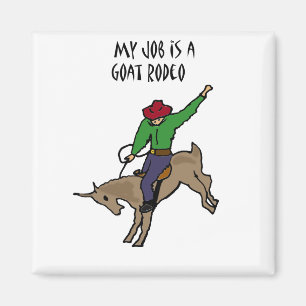 Lustiger Ziegen-Rodeo-Job-Spaß-Cartoon Magnet