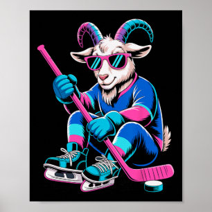 Lustiger Ziegen-Torwart-Spieler Eishockey Sport Poster