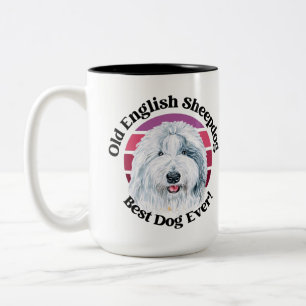 Lustiger Zitat über den Old English Sheepdog Zweifarbige Tasse