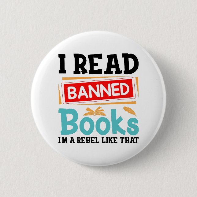 Lustiger Zitat über verbotene Bücher Button (Vorderseite)