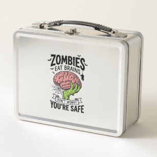 Lustiger Zombie Isst Gehirne Du Bist Sicher Hallow Metall Brotdose