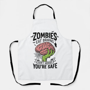 Lustiger Zombie Isst Gehirne Du Bist Sicher Hallow Schürze