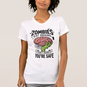 Lustiger Zombie Isst Gehirne Du Bist Sicher Hallow T-Shirt