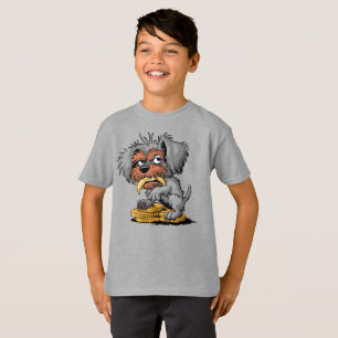 Lustiger zotteliger Hund mit Banane und Goldmünzen T-Shirt