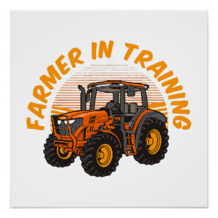 Lustiger zukünftiger Bauer in Ausbildung Traktor L Poster