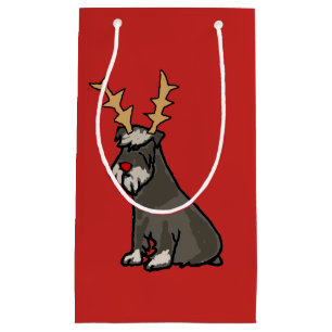 Lustiger Zwergschnauzer mit Geweihe Weihnachten Kleine Geschenktüte
