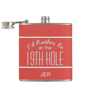 Lustiges 19. Loch Golfer Sport Monogramm Getränk Flachmann