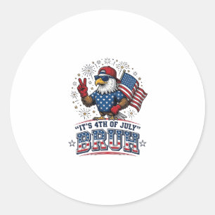 Lustiges 4. Juli Adler Bruh Patriotisches Shirt-De Runder Aufkleber