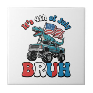 Lustiges 4. Juli Dinosaurier Monster Truck Shirt_1 Fliese