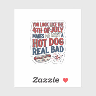 Lustiges 4. Juli Hot Dog Patriotes Shirt Design_1 Aufkleber