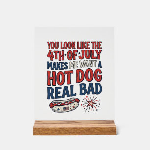 Lustiges 4. Juli Hot Dog patriotisches Shirtsdesig Acrylschild