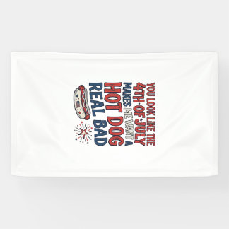 Lustiges 4. Juli Hot Dog patriotisches Shirtsdesig Banner