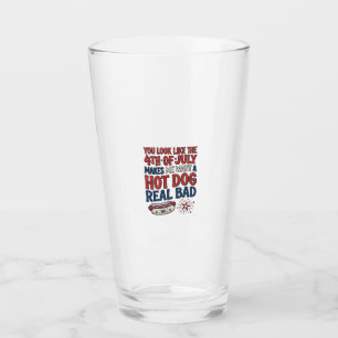 Lustiges 4. Juli Hot Dog patriotisches Shirtsdesig Glas