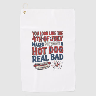 Lustiges 4. Juli Hot Dog patriotisches Shirtsdesig Golfhandtuch
