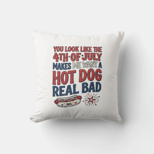 Lustiges 4. Juli Hot Dog patriotisches Shirtsdesig Kissen