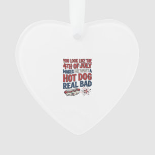 Lustiges 4. Juli Hot Dog patriotisches Shirtsdesig Ornament