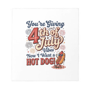 Lustiges 4. Juli Hot Dog Vintage-Shirt-Design_1 Notizblock