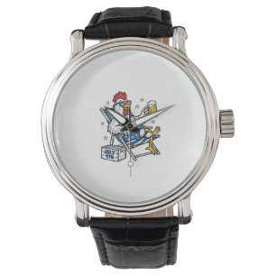 Lustiges 4. Juli Huhn Bier Patriotisches Shirt-Des Armbanduhr