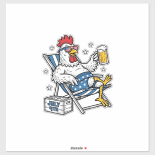Lustiges 4. Juli Huhn Bier Patriotisches Shirt-Des Aufkleber