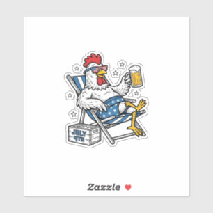 Lustiges 4. Juli Huhn Bier Patriotisches Shirt-Des Aufkleber
