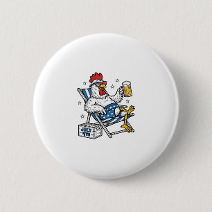 Lustiges 4. Juli Huhn Bier Patriotisches Shirt-Des Button