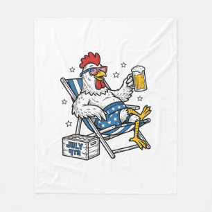 Lustiges 4. Juli Huhn Bier Patriotisches Shirt-Des Fleecedecke