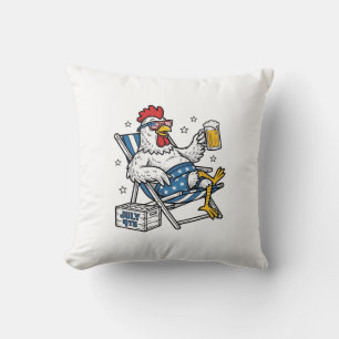 Lustiges 4. Juli Huhn Bier Patriotisches Shirt-Des Kissen