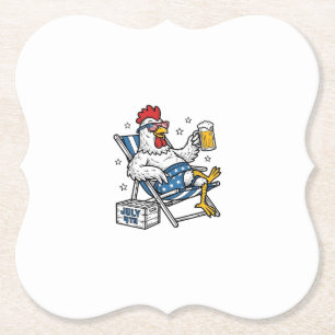 Lustiges 4. Juli Huhn Bier Patriotisches Shirt-Des Untersetzer