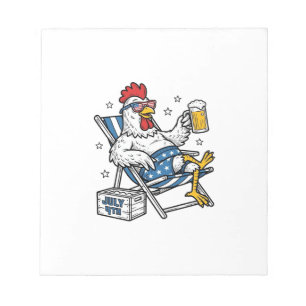 Lustiges 4. Juli Huhn Bier Patriotisches T-Shirt D Notizblock