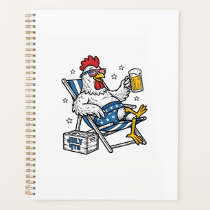 Lustiges 4. Juli Huhn Bier Patriotisches T-Shirt D Planer