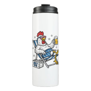 Lustiges 4. Juli Huhn Bier Patriotisches T-Shirt D Thermosbecher