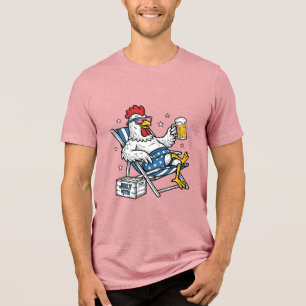 Lustiges 4. Juli Huhn Bier Patriotisches T-Shirt D Tri-Blend Shirt