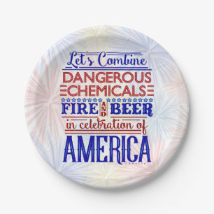 Lustiges 4. von Juli-Feuerwerk-Bier-Witz GRILLEN Pappteller