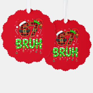 Lustiges „67 BRUH“ Weihnachtsbaumanhänger Ornament Karte