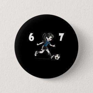 Lustiges 67 Gehirnverrottung Cartoon Fußball Button