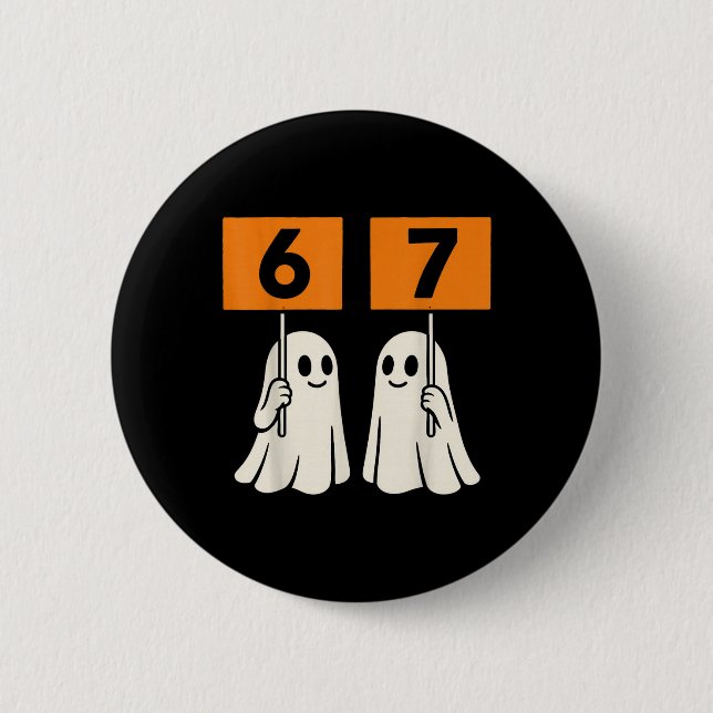 Lustiges 67 Meme Halloween Trend Six Seven Geister Button (Vorderseite)