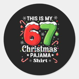 Lustiges 67 Sechs Sieben Meme Weihnachten Pyjama-S Runder Aufkleber