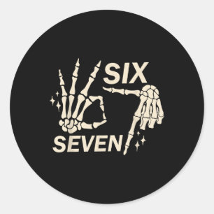 Lustiges 67 Six Seven Meme-Paar passendes Hallowee Runder Aufkleber