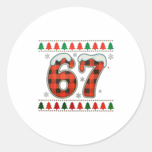 Lustiges 67 Six Seven Squad Meme Weihnachten Hässl Runder Aufkleber