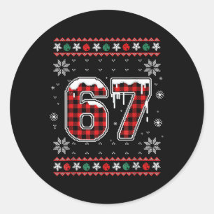 Lustiges 67 Six Seven Squad Meme Weihnachten Hässl Runder Aufkleber