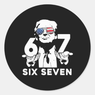 Lustiges 67 Six Seven Trump Meme Runder Aufkleber