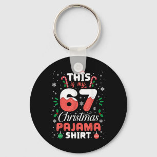 Lustiges 67 Weihnachten Pyjama-Shirt Six Seven Mem Schlüsselanhänger
