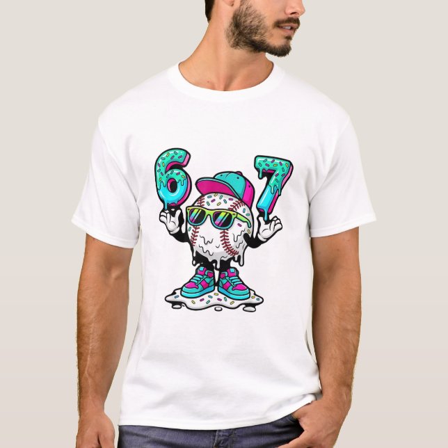 Lustiges 6 7 Baseball Eis Drip Meme T-Shirt (Vorderseite)