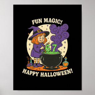 Lustiges 6 7 Halloween-Kostüm Hexe Niedlich Retro Poster