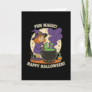 Lustiges 6 7 Halloween-Kostüm Hexe Süß Retro Spaß Karte