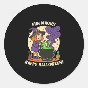 Lustiges 6 7 Halloween-Kostüm Hexe Süß Retro Spaß Runder Aufkleber